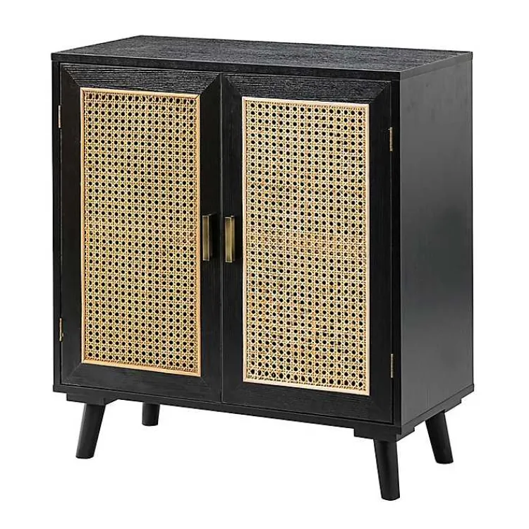 Kirklands Home Cabinets & Sideboards|Wood and Rattan Carpinteria Cabinet Black