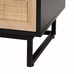 Kirklands Home Nightstands|Wood and Rattan 2-Drawer Nightstand Black