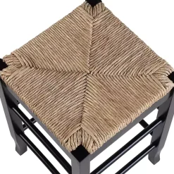 Kirklands Home Bar Stools & Counter Height Stools|Wood and Woven Rush Counter Stool Black