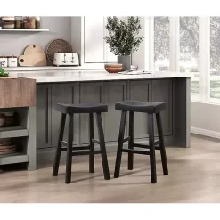 Kirklands Home Bar Stools & Counter Height Stools|Wood Bar Stools, Set of 2 Black