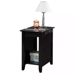Kirklands Home Accent & End Tables|Wood Charging Open Accent Table Black
