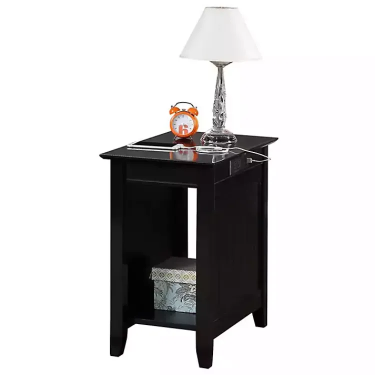 Kirklands Home Accent & End Tables|Wood Charging Open Accent Table Black