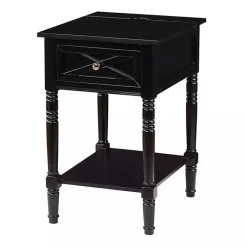 Kirklands Home Accent & End Tables|Wood Charging Traditional Accent Table Black