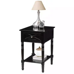 Kirklands Home Accent & End Tables|Wood Charging Traditional Accent Table Black