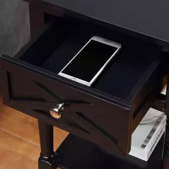 Kirklands Home Accent & End Tables|Wood Charging Traditional Accent Table Black