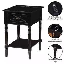 Kirklands Home Accent & End Tables|Wood Charging Traditional Accent Table Black