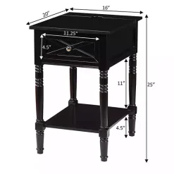 Kirklands Home Accent & End Tables|Wood Charging Traditional Accent Table Black