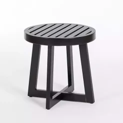 Kirklands Home Outdoor Sets|Black Wood Cushioned Rocker 3-pc. Conversation Set