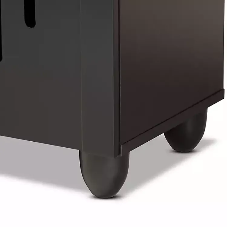 Kirklands Home Entryway Furniture|Wood Cut-Out Shoe Storage Cabinet Black