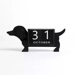 Discount Black Wood Dachshund Block Calendar Decorative Accents