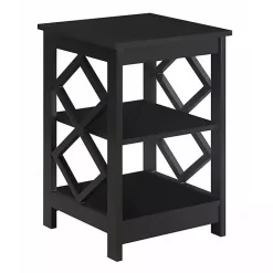 Kirklands Home Accent & End Tables|Wood Diamond 2-Tier Accent Table Black