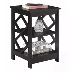 Kirklands Home Accent & End Tables|Wood Diamond 2-Tier Accent Table Black