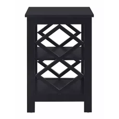 Kirklands Home Accent & End Tables|Wood Diamond 2-Tier Accent Table Black