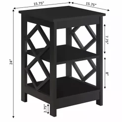 Kirklands Home Accent & End Tables|Wood Diamond 2-Tier Accent Table Black