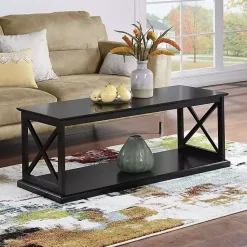 Kirklands Home Coffee Tables|Wood Double X Sides Coffee Table Black