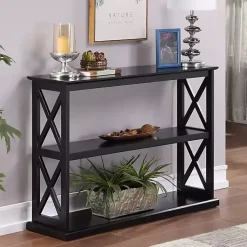 Kirklands Home Console Tables|Wood Double X Sides Console Table Black