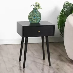Kirklands Home Accent & End Tables|Wood 1-Drawer Arthur Accent Table Black