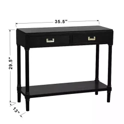 Kirklands Home Console Tables|Wood 2-Drawer Layla Console Table Black