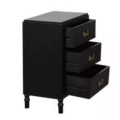 Kirklands Home Nightstands|Wood 3-Drawer Layla Nightstand Black