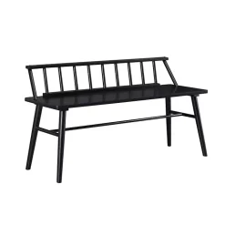 Kirklands Home Benches & Ottomans|Wood Low Back Spindle Bench Black