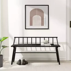 Kirklands Home Benches & Ottomans|Wood Low Back Spindle Bench Black