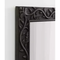 Kirklands Home Decorative Mirrors|Wood Ornate Carved Wall Mirror Black