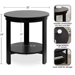 Kirklands Home Accent & End Tables|Wood Round Ford Accent Table Black
