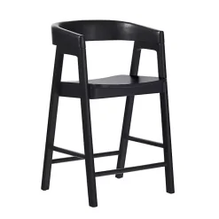 Kirklands Home Bar Stools & Counter Height Stools|Wood Rounded Modern Counter Stool Black