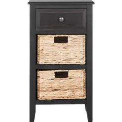 Kirklands Home Accent & End Tables|Wood Side Table with Baskets Black