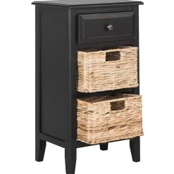 Kirklands Home Accent & End Tables|Wood Side Table with Baskets Black