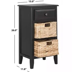 Kirklands Home Accent & End Tables|Wood Side Table with Baskets Black