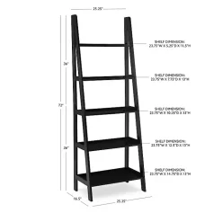 Kirklands Home Bookshelves|Wood 5-Tier Ladder Bookshelf Black