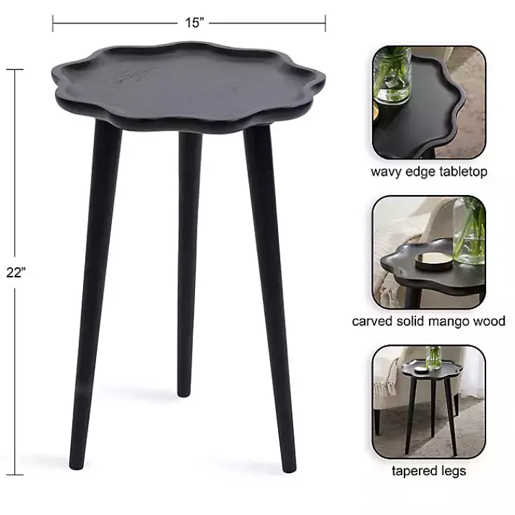 Kirklands Home Accent & End Tables|Wood Wavy Accent Table Black
