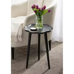 Kirklands Home Accent & End Tables|Wood Wavy Accent Table Black