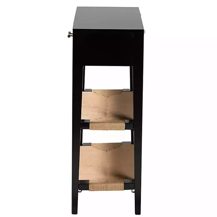 Kirklands Home Console Tables|Wood Woven Shelves Console Table Black