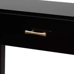 Kirklands Home Console Tables|Wood Woven Shelves Console Table Black