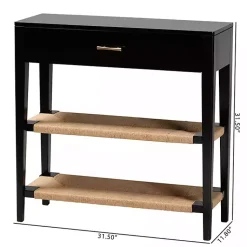 Kirklands Home Console Tables|Wood Woven Shelves Console Table Black