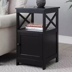 Kirklands Home Accent & End Tables|Wood X Sides Storage Accent Table Black
