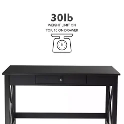 Kirklands Home Office Furniture|Wood X-Sides Desk Black