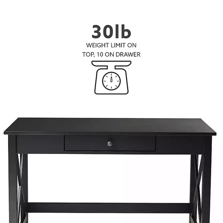 Kirklands Home Office Furniture|Wood X-Sides Desk Black