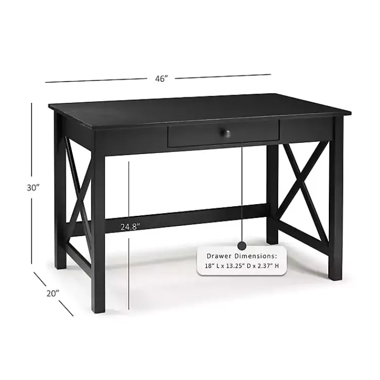 Kirklands Home Office Furniture|Wood X-Sides Desk Black