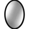Kirklands Home Decorative Mirrors|Black Wooden Oval Beaded Mirror