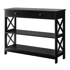 Kirklands Home Console Tables|Black X-Frame 2-Shelf Console Table Brown