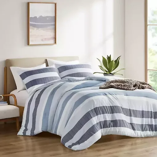 Kirklands Home Comforters|Blake Blue Stripe 3-pc. Full/Queen Comforter Set