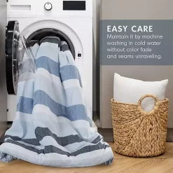 Kirklands Home Comforters|Blake Blue Stripe 3-pc. Full/Queen Comforter Set