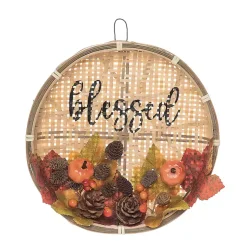 Sale Blessed Basket Harvest Wreath Wall Plaque Fall