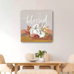 New Blessed Pumpkins and Flowers Giclee Canvas Print Fall