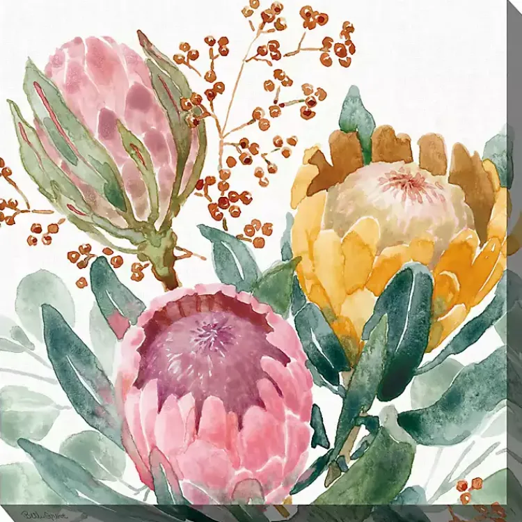 Kirklands Home Outdoor Wall Decor|Blooming Protea Floral Outdoor Canvas Art Print