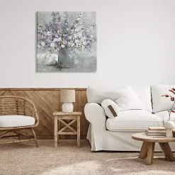 Kirklands Home Canvas Art|Blossoming Aster Bouquet Canvas Print, 30x30 in. Gray