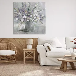 Kirklands Home Canvas Art|Blossoming Aster Bouquet Canvas Print, 36x36 in. Gray